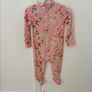 Magnetic Footie - Floral Pink Baby One-Piece pajamas
